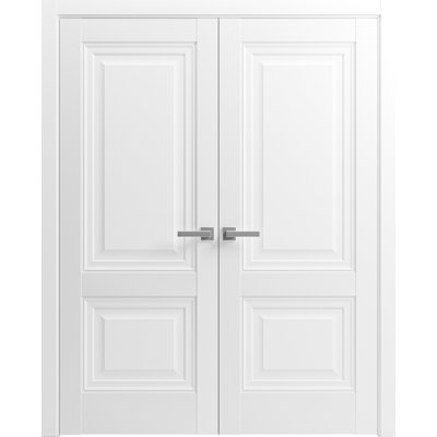 Solid French Double Doors | Lucia 8831 White Silk | Wood Solid Panel Frame Trims | Closet Bedroom Sturdy Doors