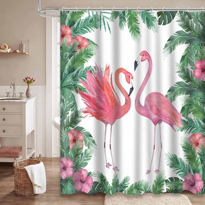 Aquarelle tropicale, palmier, flamant rose, bordure d'oiseaux, décoration lumineuse avec 12 crochets