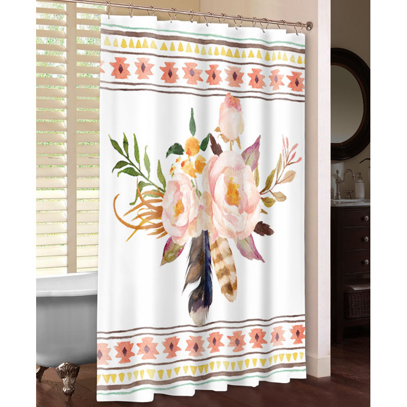 Rideau de douche simple tribal fleurs