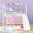 Metal House Twin Loft Bed With Slide, Curtain Set, Guardrails And Ladder-1516796770