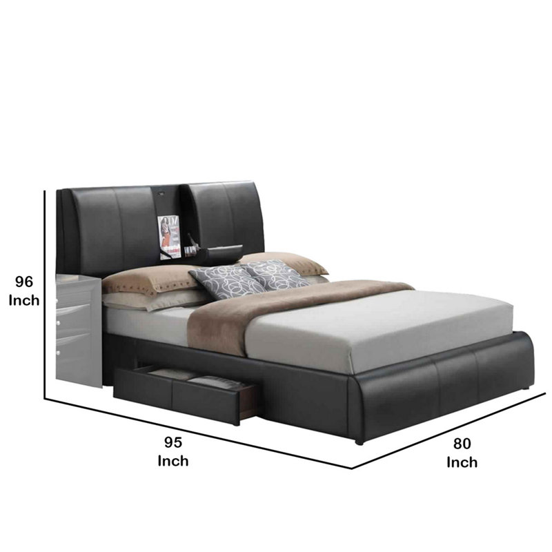 Jodok Vegan Leather Bookcase Storage Bed