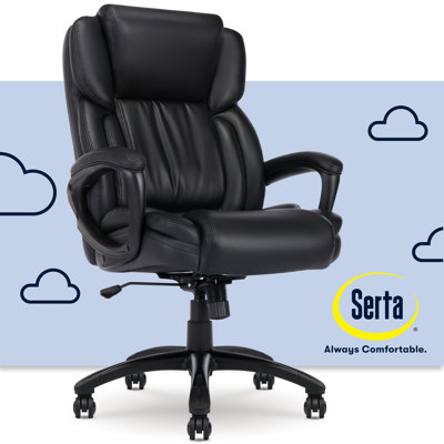 Serta Garret Executive Office Chair, Ergonomic Lumbar Support, Semi-Plush Cushion, Body Pillows