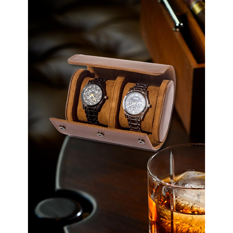 Étui de voyage pour 2 montres - Cuir de qualité supérieure avec texture parfaite