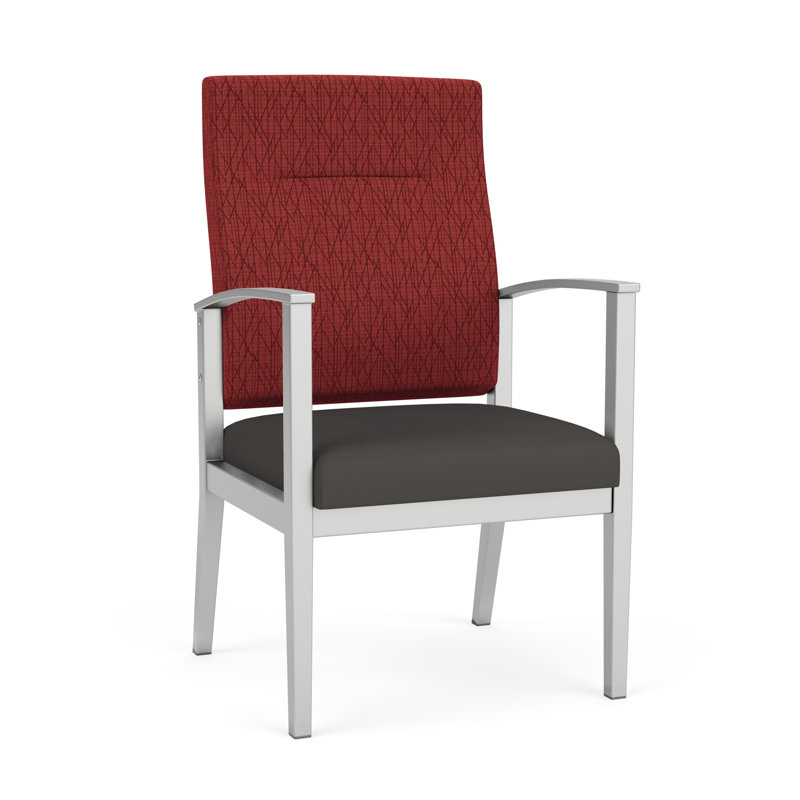 Chaise en métal Amherst, Argent, Vinyle bleu Patriot Plus Imperial