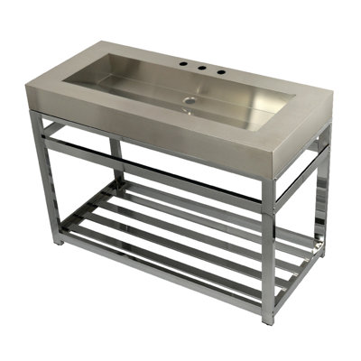 Kingston Brass Kingston Commercial 49-Inch Stainless Steel Console Sink with Steel Base (8-Inch, 3-Hole)