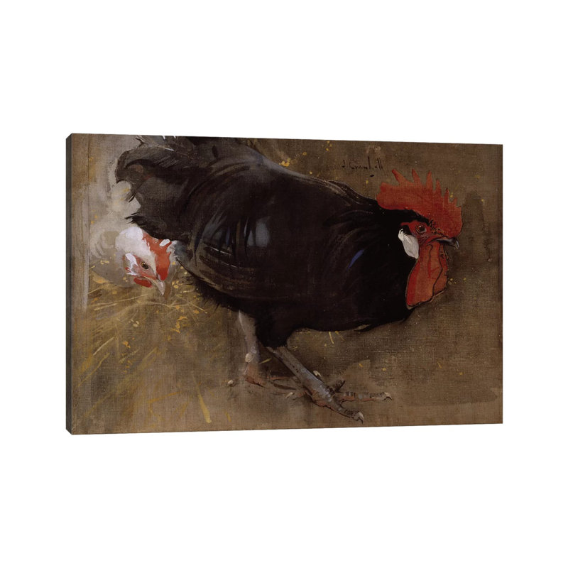 The Black Cock by Joseph Crawhall - Wrapped Canvas Painting, 66.04cm H x 101.6cm W x 1.91cm D