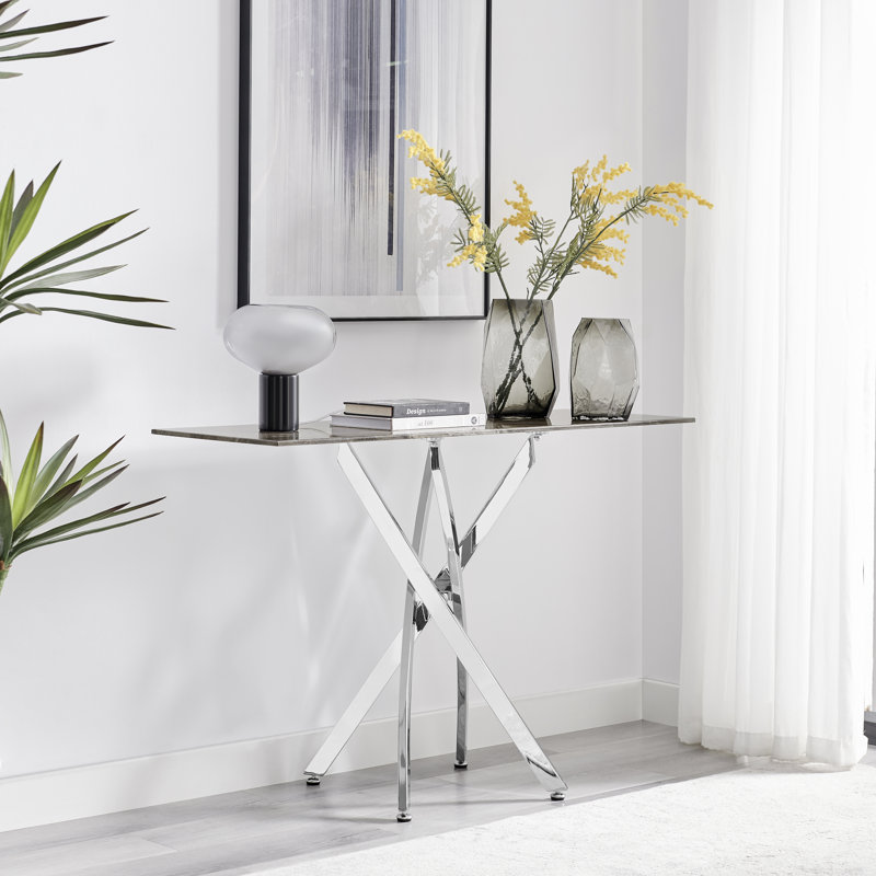 Console Atal Marble, Gris, Argent argent