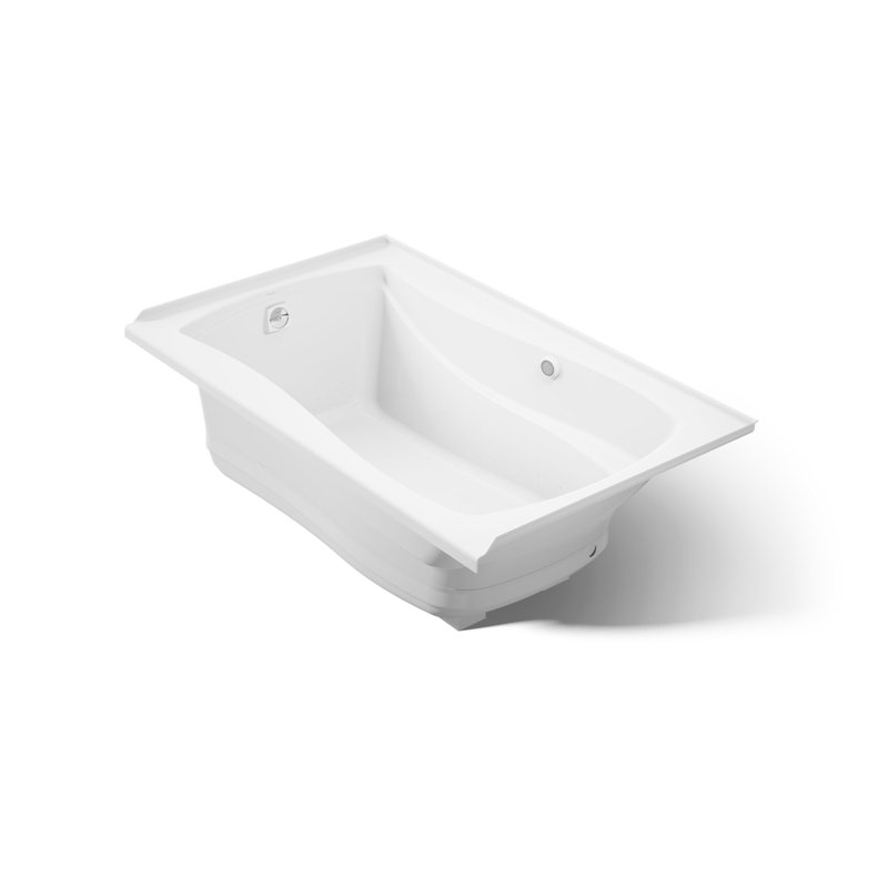 Mariposa 60" x 36" Air Acrylic Bathtub, Blanc, Gauche