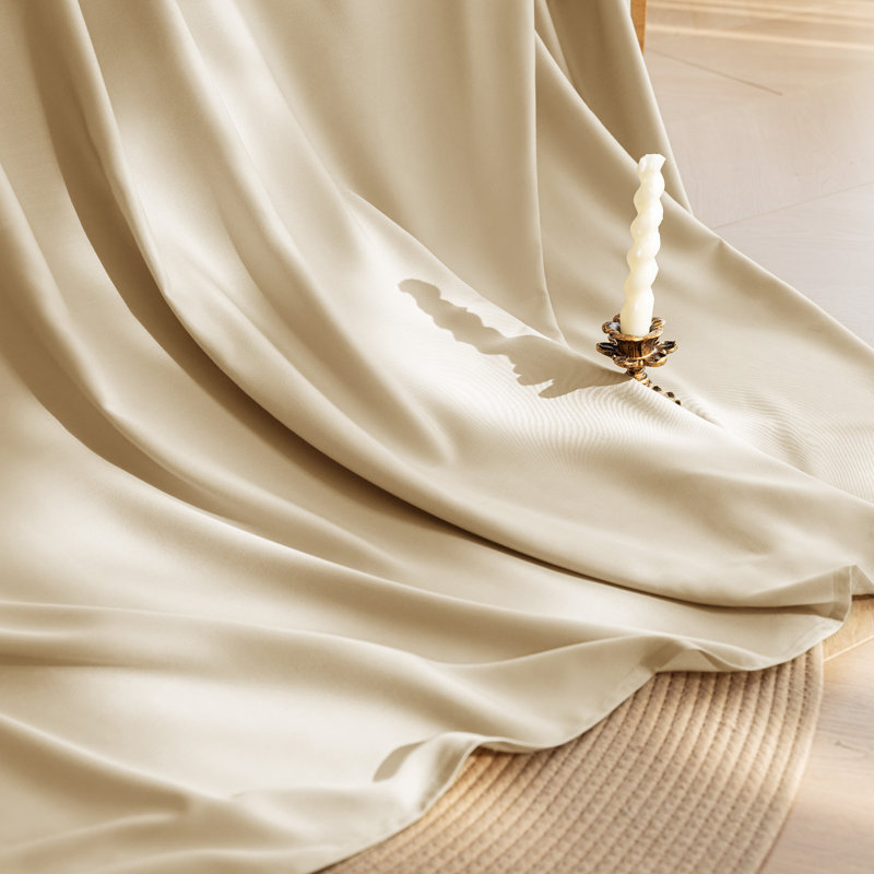 Soft Silky Cooling Sheet Set, Twin Sheet Set with 1 Pillowcase, Beige