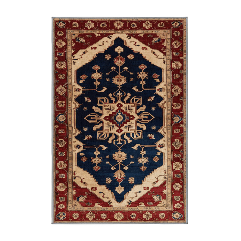 Machine Washable Persian Brown Area Rug, Rectangle 5' x 7'