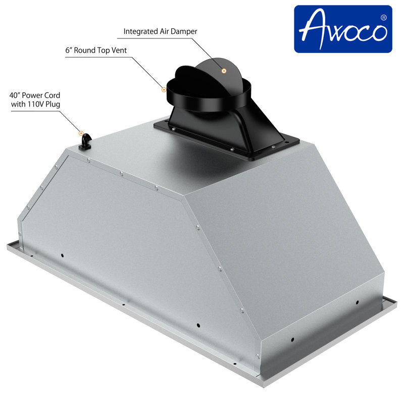 36" 650 CFM Ducted Insert Range Hood in Stainless Steel