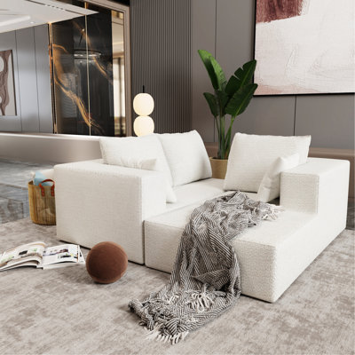 Beige Four - Seat Modular Bed, Filled With High Density Sponge, Soft Linen, Comfortable For A Cozy Atmosphere Bed Four, Memory Foam, Multiple Combinations Small Spaces