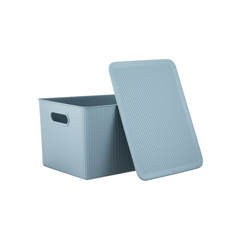 Storage Bin with Matching Lid, Stone Blue