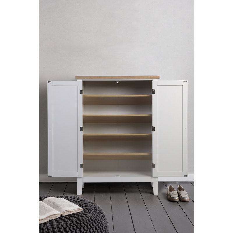 20 Pair Solid Wood Shoe Storage Cabinet, White