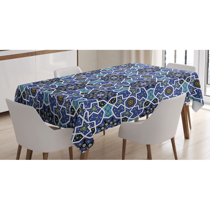 Moroccan Dining Room Kitchen Tablecloth, 70" L x 52" W