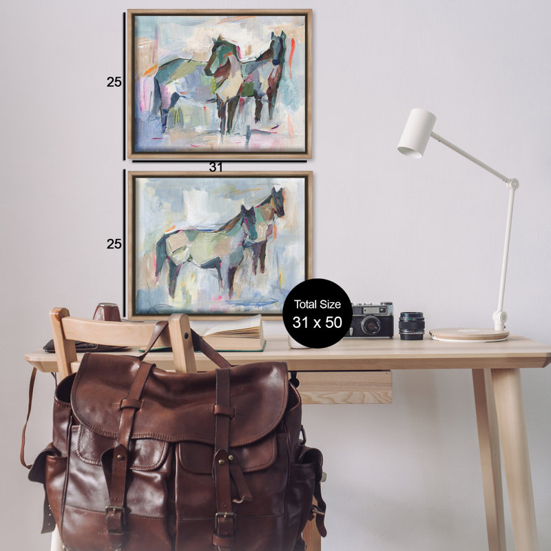  «Ambiguous Horse visages», ensemble de 3 toiles flottantes encadrées par Ethan Harper, H 25 po x l 31 po