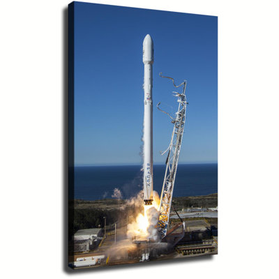 SpaceX Falcon 9 Rocket Launches Into Space  Canvas Wall Art Framed Ready to Hang Living Room Bedroom Home Decor
