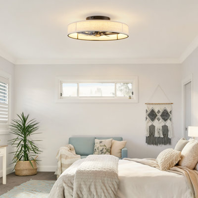 Ventilateur de plafond 7 pales 20 pouces en tissu Farmhouse avec télécommande, ventilateur de moteur à courant continu silencieux pour le salon, la chambre à coucher et la cuisine