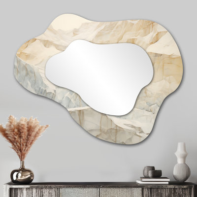 Minimalisme beige glacier harmonie I - formes abstraites en métal Art - miroir mural moderne et irrégulier