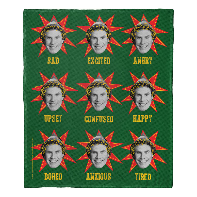 Jeté Warner Bros. Elf Expressions Silk Touch, jeté Comical Holiday, 50 x 60 pouces