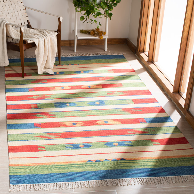 Barela Hand Woven Cotton Southwestern Rug, Rectangle 8' x 10'