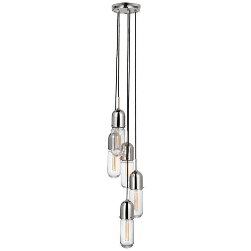 Junio 5 - Light Chandelier, Clear, Polished Nickel