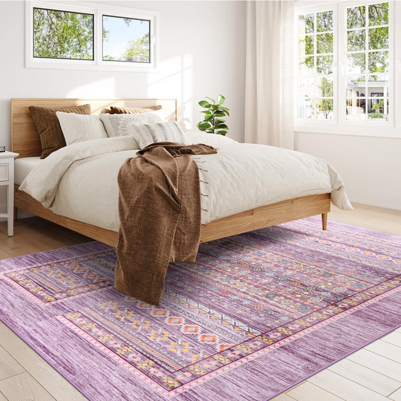 Tapis aztèque à motif marocain lavable à la machine Groner avec envers antidérapant, Rectangle de 5 pi x 8 pi