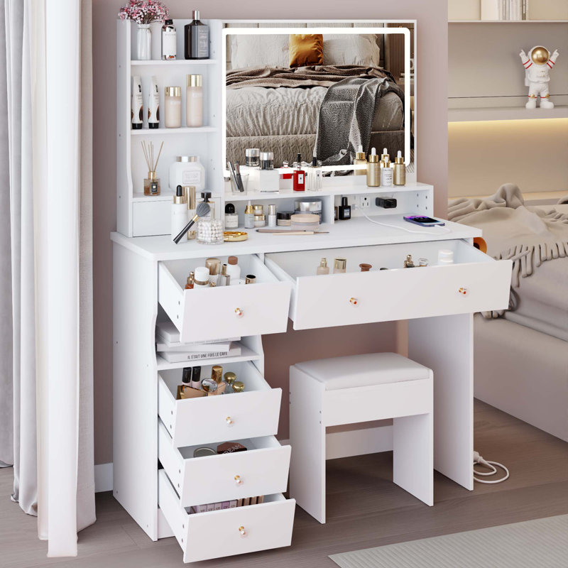 Ensemble de coiffeuse maquillage, Blanc
