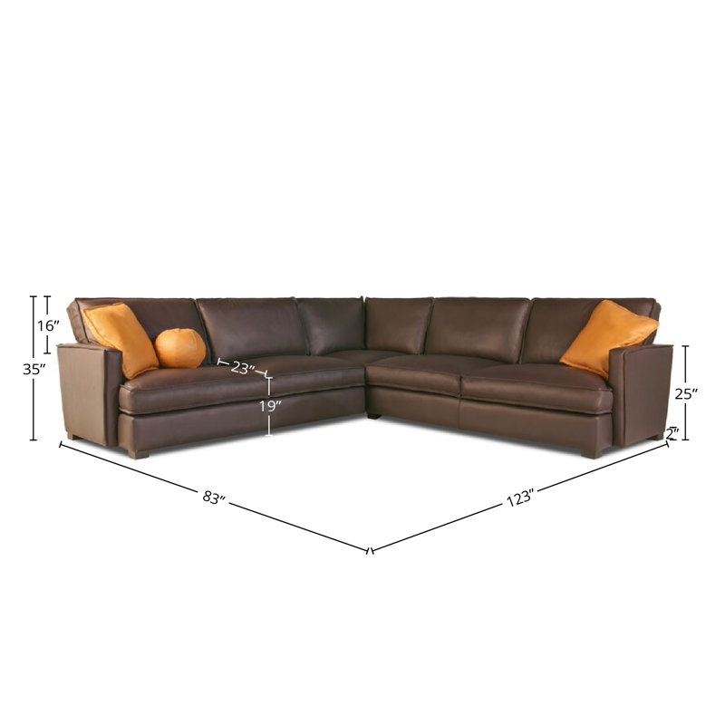 Delano Sectional, Right Hand Facing, Dark Walnut Dreamer Genuine Leather