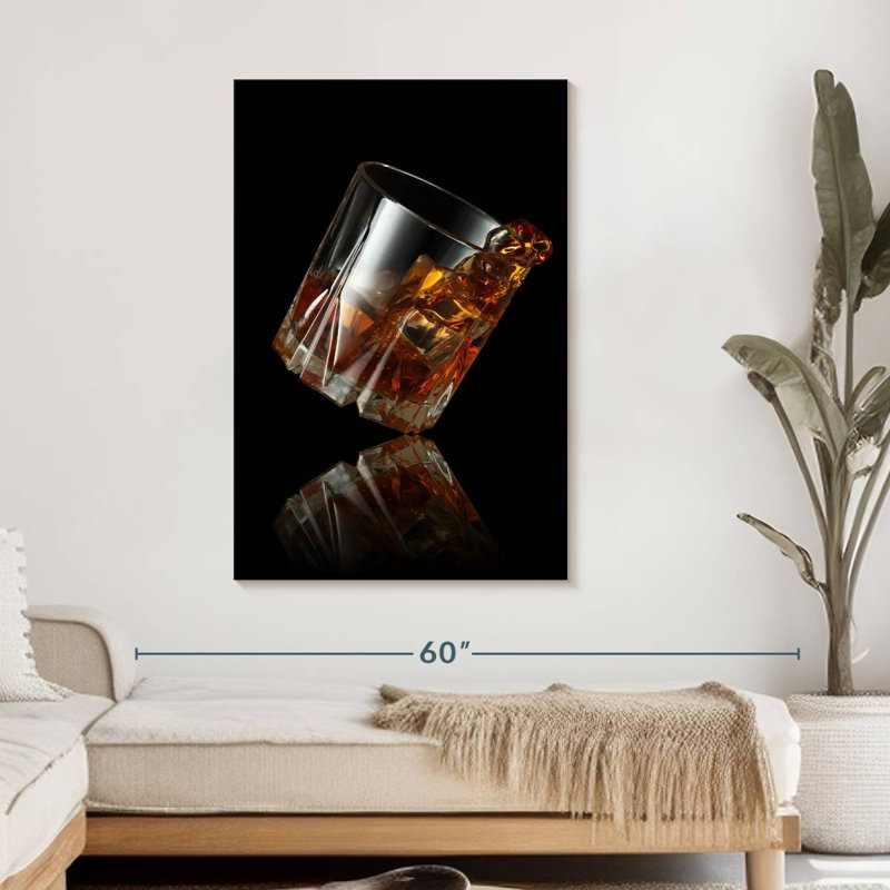 Whiskey Glass Reflection Canvas Print, 45" H x 30" W x 1.25" D