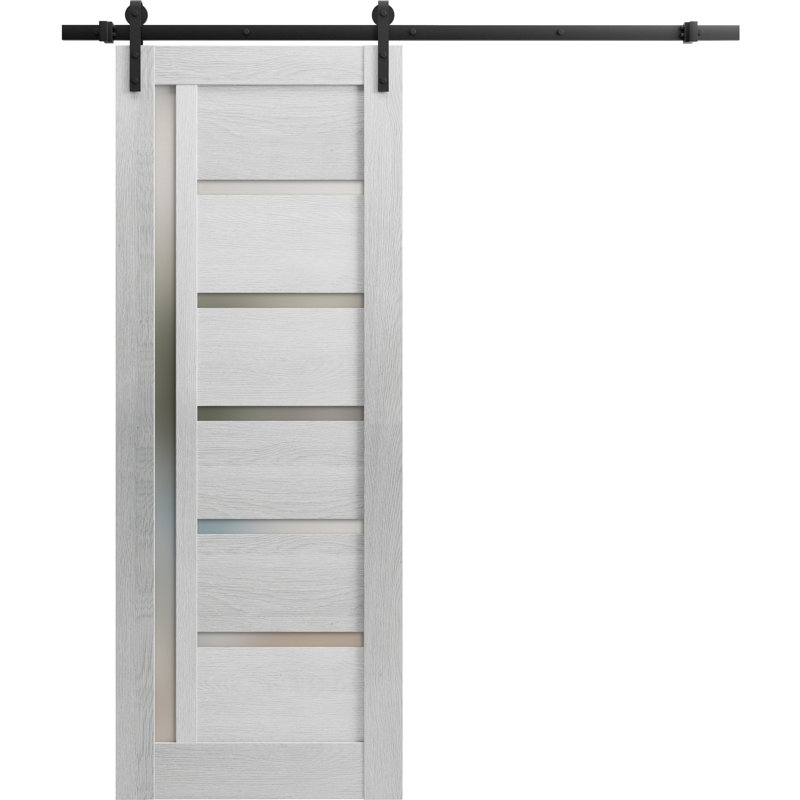 Porte de grange en bois lambrissé sans trousse de quincaillerie d’installation, 42 po x 84 po, Chêne gris clair