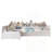 Twin Size L-Shape Corner Daybed For Two With Storage Drawers And Built-In Bookshelf, Space-Saving Wooden Bed Frame.-289782076