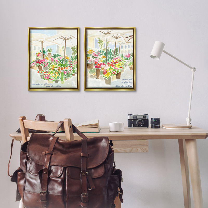  «Outdoor Gardens Patio», ensemble de 2 toiles flottantes encadrées par June Erica Vess, H 21 po x l 17 po