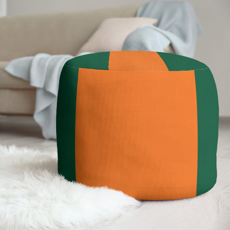 Repose-pieds cubique rond à rayures 20,5", Vert / Orange / Vert