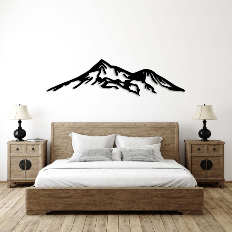Mont Shasta, art mural en métal - paysage de montagne californien - sculpture silhouette Shasta, Argent