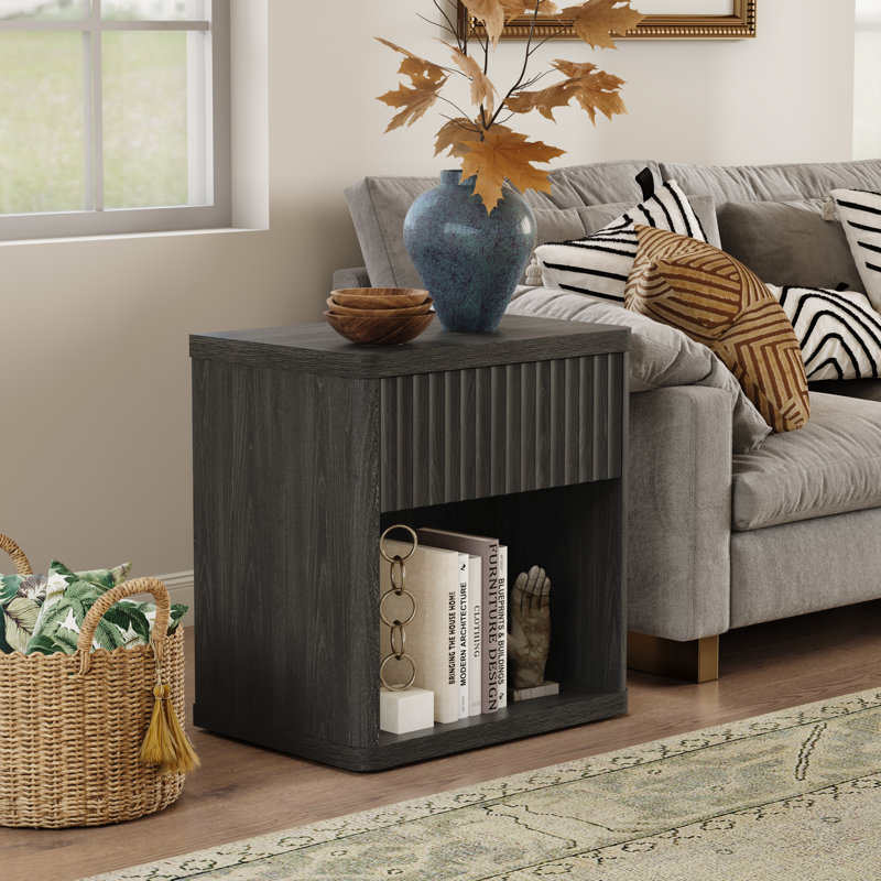 Cesiro 1 - Drawer Nightstand, Dark Gray Alder