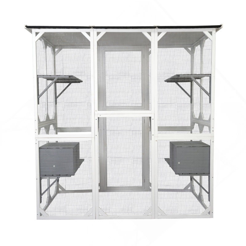 Cage à chat en bois blanc