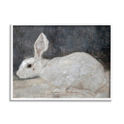 Lapin blanc, estampe numérique classique avec lettrage et doublure