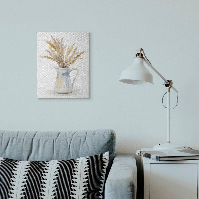 «Wheat in Jug Still Life Watercolor Painting», impression sur toile, H 20 po x l 16 po x P 1,5 po, Toile tendue
