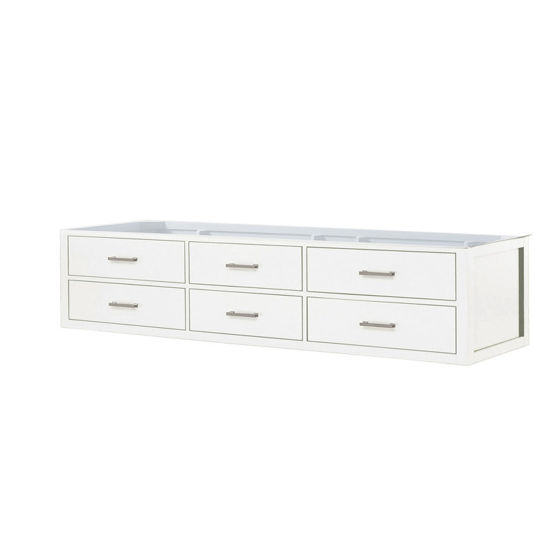 Double Bath Vanity 84 In. W X 22 In. D, Brushed Nickel, White