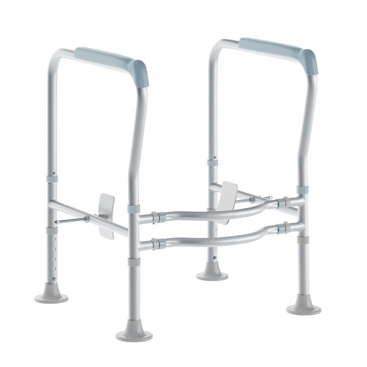 Adjustable Toilet Safety Rail With Padded Handles And Metal Frame