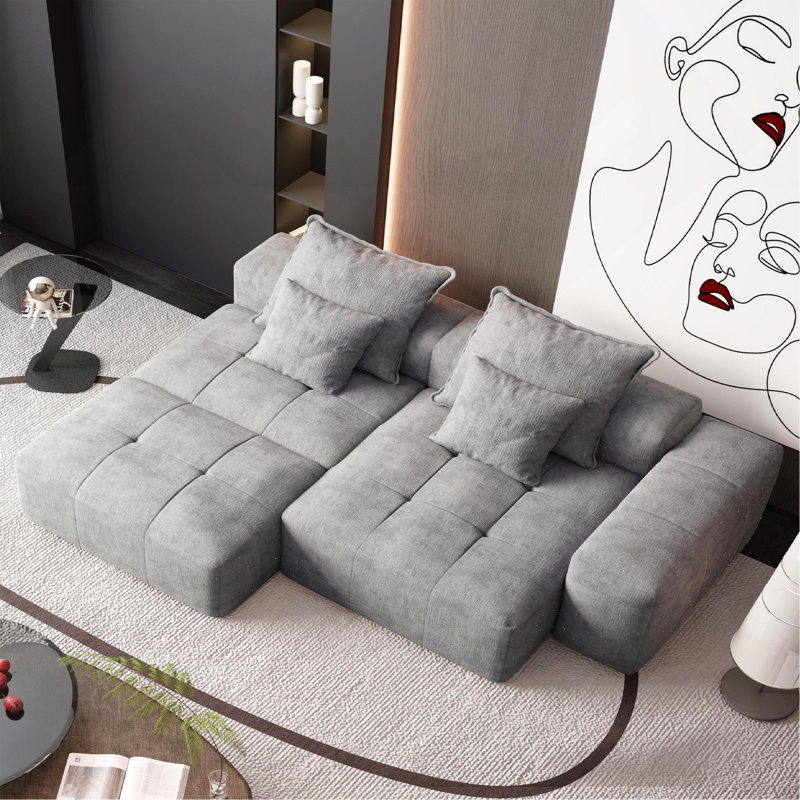 Canapé modulaire surdimensionné moderne avec repose-pieds, Gris
