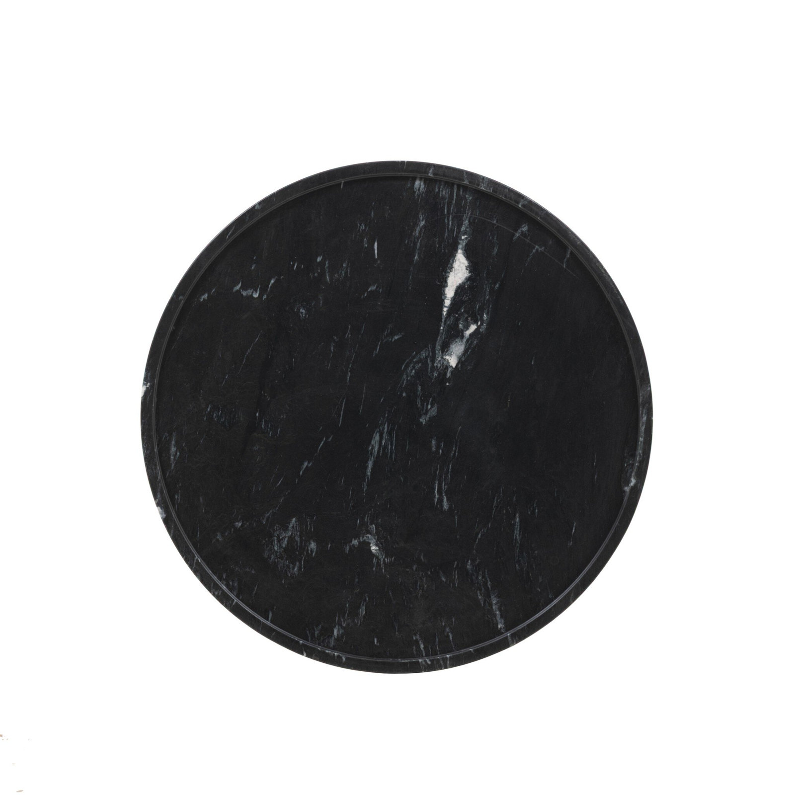 22" Genuine Marble End Table, Black Marble