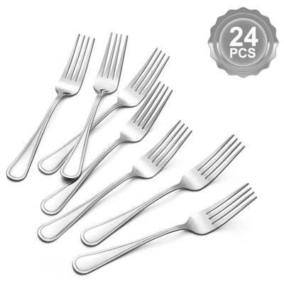  6.6-inch Small Forks Silverware Set - 24-piece Salad Forks, Fork Stainless Steel, Dessert Forks Bulk, Metal Forks, Salad Fork Set, Appetizer Forks, Silver Fork, Dishwasher Safe, Mirror Polished