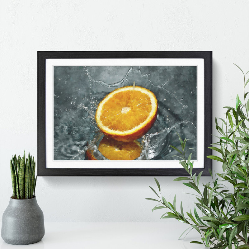 Sliced Orange Fruit - Picture Frame Graphic Art, 27cm H x 36cm W x 2cm D, Black Framed