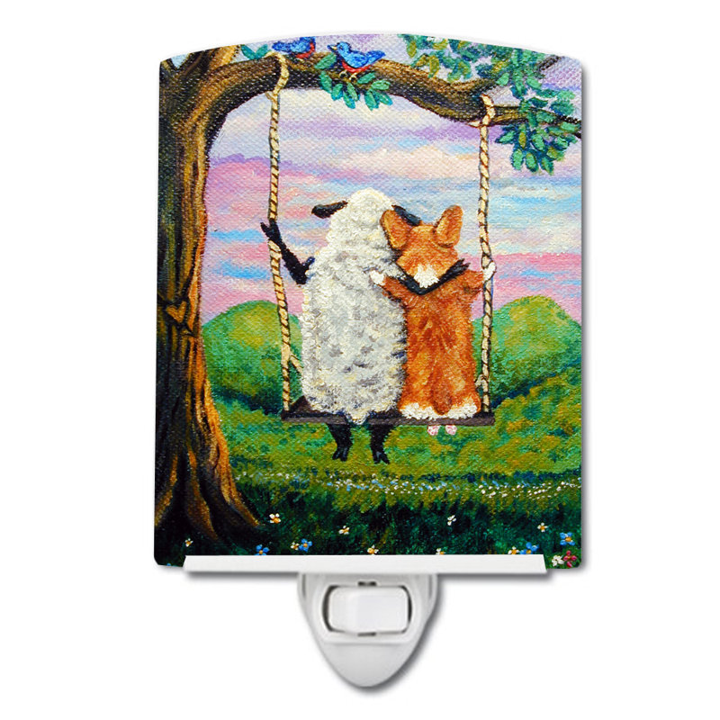 La corgi avec des moutons love grossit en céramique lighting