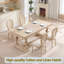 Ensemble de chaises de salle à manger 2 pièces à dossier rond en rotin naturel combiné à des techniques de brossage et de gravure du métal.