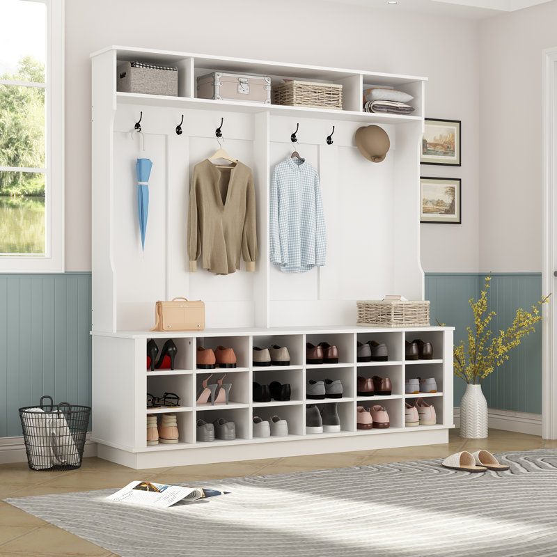 Antoinetta Hall Tree 63'' Wide with Bench and Shoe Storage