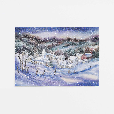 «Snowy Village Twilight», impression roulée
