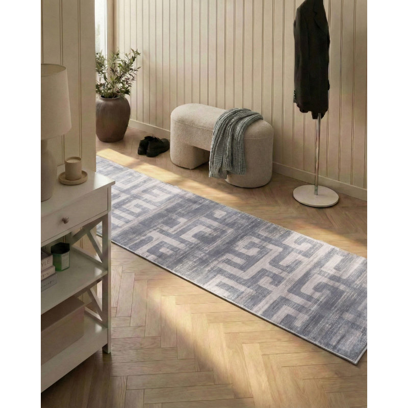 Aishe Geometric Area Rug, Runner 80 x 300 cm